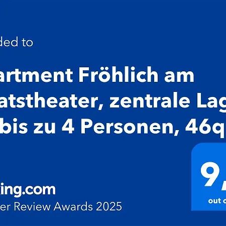 Froehlich Am Staatstheater, Zentrale Lage, Fuer Bis Zu 4 Personen, 46qm * كوتبوس